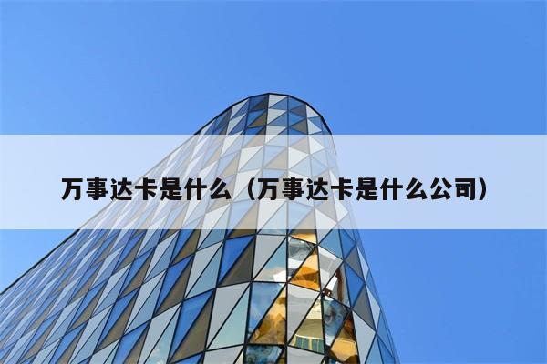 万事达卡是什么公司？它具体是做什么的？ 