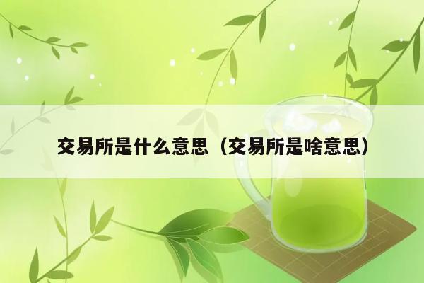 交易所是做什么的？ 