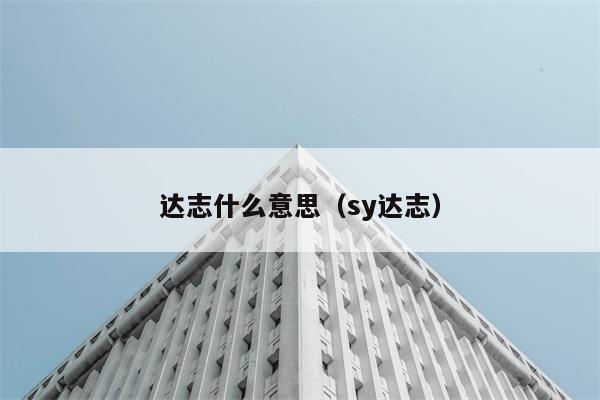 达志是什么意思（sy达志） 