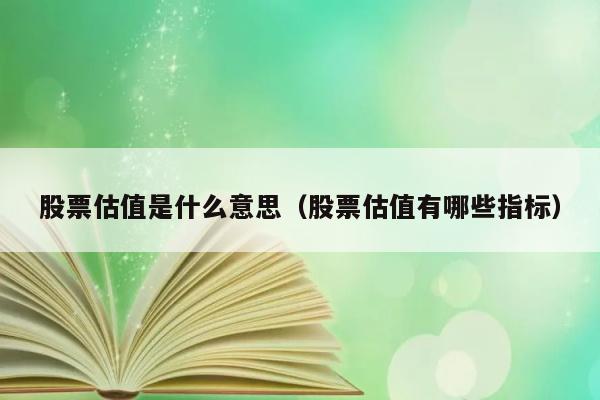 股票估值具体指的是什么？包含哪些关键指标？ 