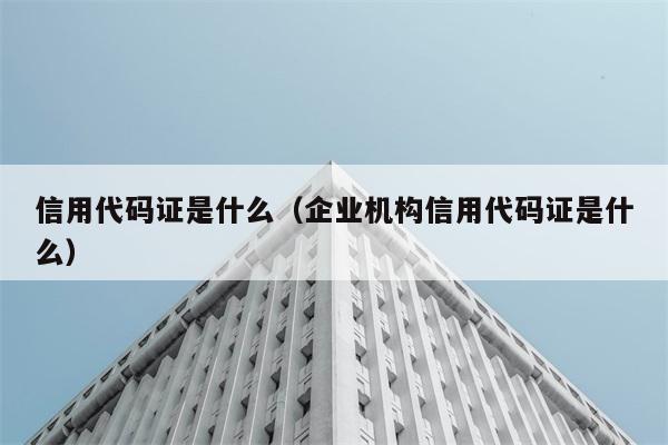 企业机构信用代码证的定义是什么？ 