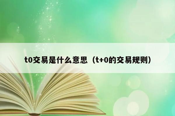 t0交易代表什么含义？T+0的交易规则如何运作？ 