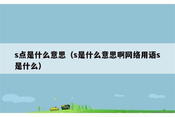 S点是什么意思？网络用语S代表什么含义？ 