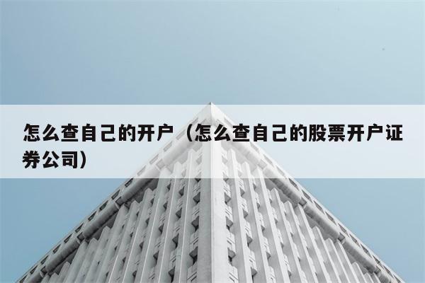 怎么查自己的开户（怎么查自己的股票开户证券公司） 