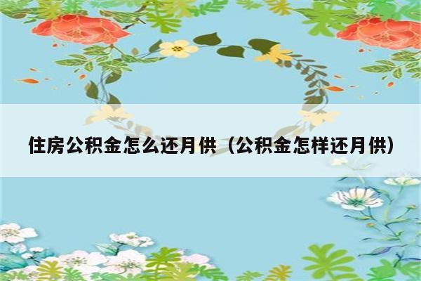 住房公积金怎么还月供（公积金怎样还月供） 