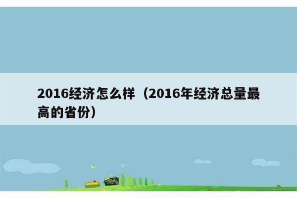 2016经济怎么样（2016年经济总量最高的省份） 