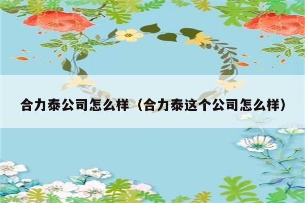 合力泰公司怎么样（合力泰这个公司怎么样） 