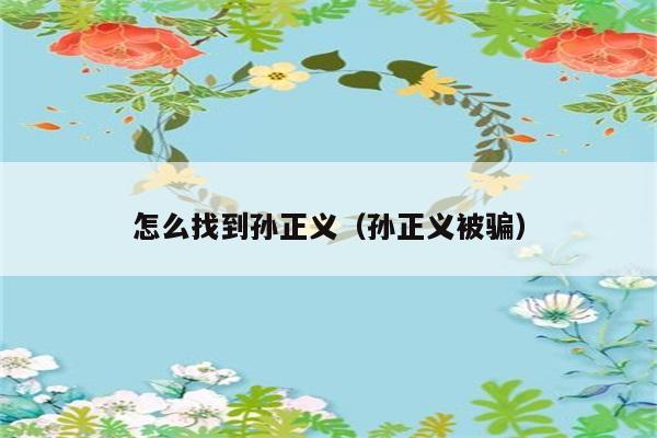 怎么找到孙正义（孙正义被骗） 