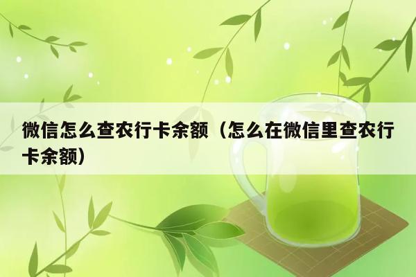 微信怎么查农行卡余额（怎么在微信里查农行卡余额） 