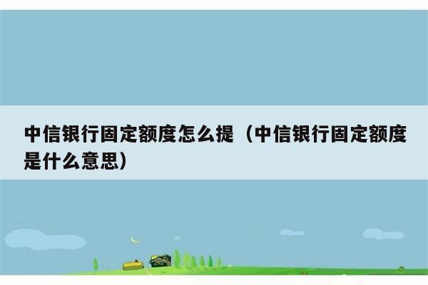 中信银行固定额度怎么提（中信银行固定额度是什么意思） 