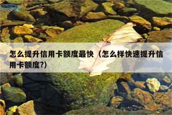 怎么提升信用卡额度最快（怎么样快速提升信用卡额度?） 