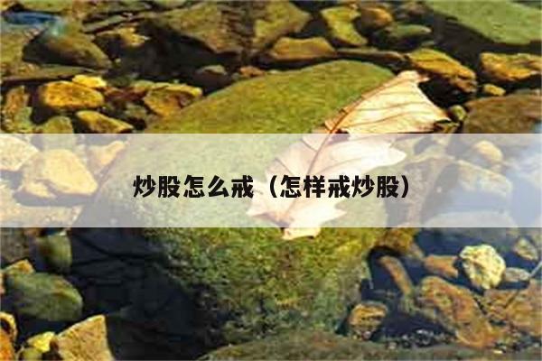 炒股怎么戒（怎样戒炒股） 