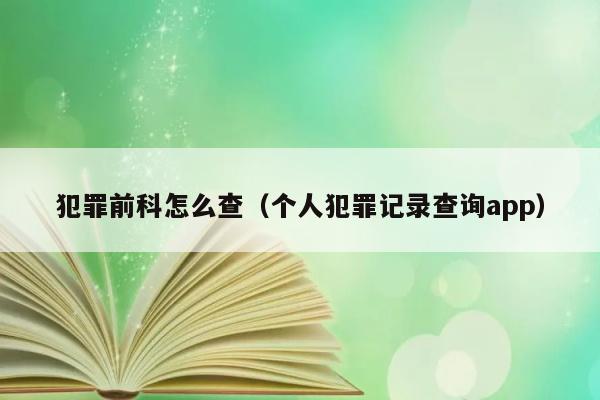 犯罪前科怎么查（个人犯罪记录查询app） 