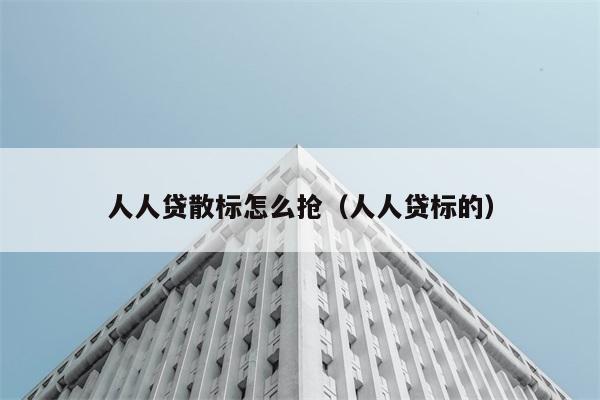 人人贷散标怎么抢（人人贷标的） 