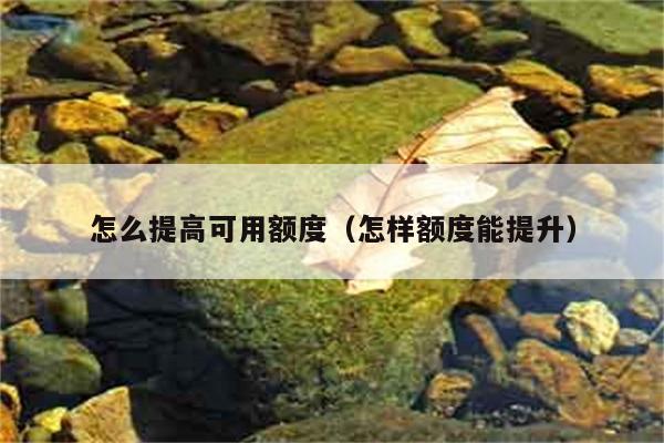 怎么提高可用额度（怎样额度能提升） 