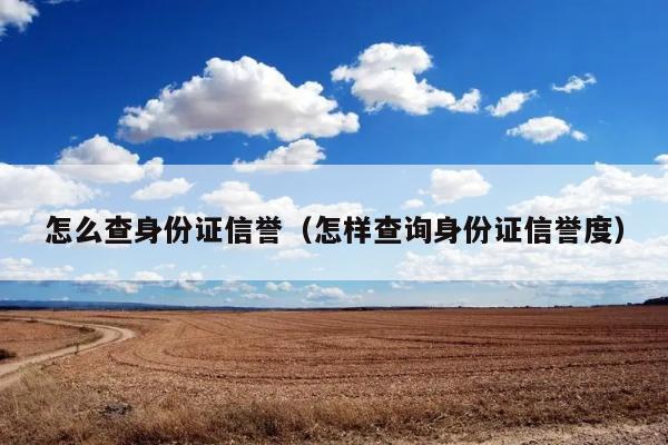 怎么查身份证信誉（怎样查询身份证信誉度） 