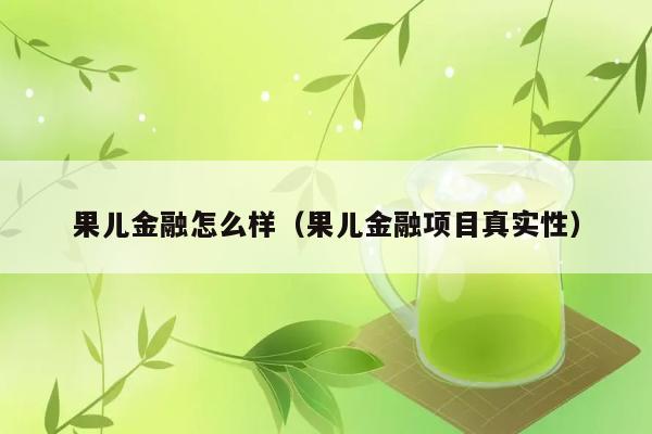 果儿金融怎么样（果儿金融项目真实性） 