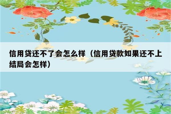 信用贷还不了会怎么样（信用贷款如果还不上结局会怎样） 