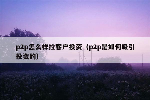 p2p怎么样拉客户投资（p2p是如何吸引投资的） 