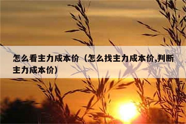 怎么看主力成本价（怎么找主力成本价,判断主力成本价） 