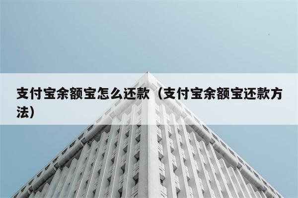 支付宝余额宝怎么还款（支付宝余额宝还款方法） 