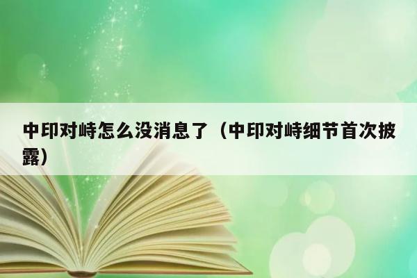 中印对峙怎么没消息了（中印对峙细节首次披露） 