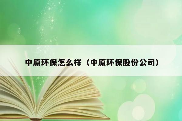 中原环保怎么样（中原环保股份公司） 