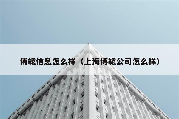 博辕信息怎么样（上海博辕公司怎么样） 