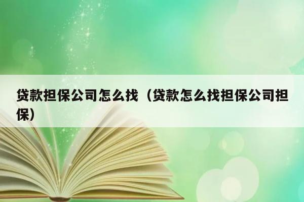 贷款担保公司怎么找（贷款怎么找担保公司担保） 