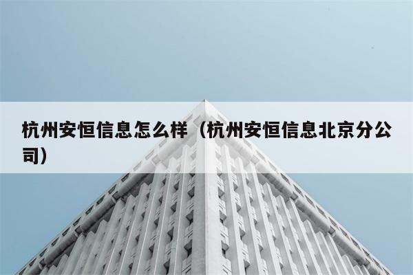 杭州安恒信息怎么样（杭州安恒信息北京分公司） 