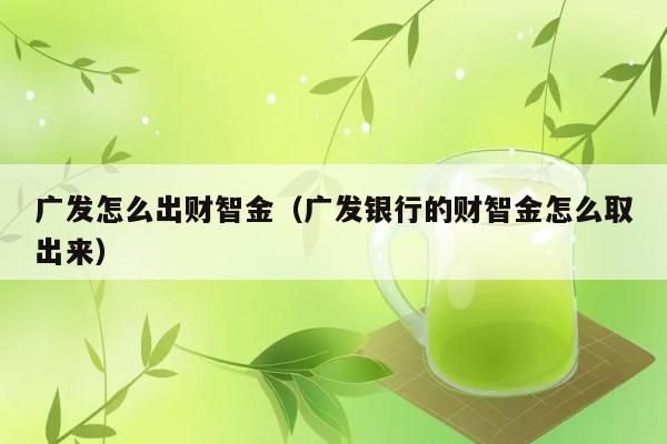 广发怎么出财智金（广发银行的财智金怎么取出来） 