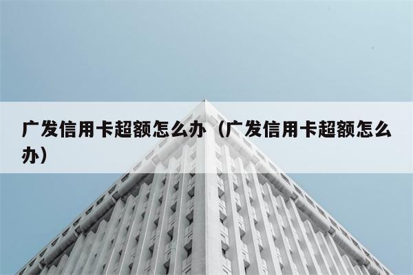 广发信用卡超额怎么办（广发信用卡超额怎么办） 