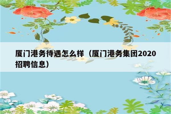 厦门港务待遇怎么样（厦门港务集团2020招聘信息） 