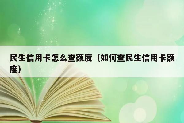 民生信用卡怎么查额度（如何查民生信用卡额度） 