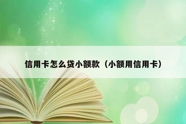 信用卡怎么贷小额款（小额用信用卡） 