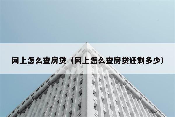 网上怎么查房贷（网上怎么查房贷还剩多少） 