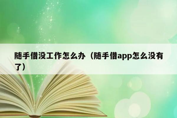 随手借没工作怎么办（随手借app怎么没有了） 