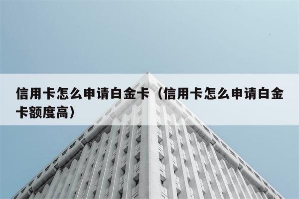 信用卡怎么申请白金卡（信用卡怎么申请白金卡额度高） 