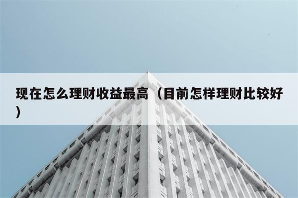 现在怎么理财收益最高（目前怎样理财比较好） 