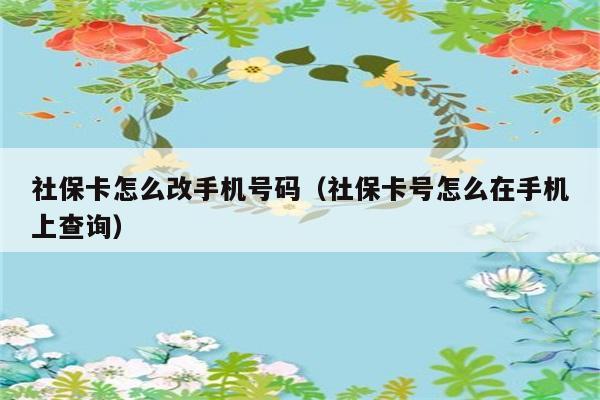 社保卡怎么改手机号码（社保卡号怎么在手机上查询） 