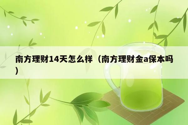 南方理财14天怎么样（南方理财金a保本吗） 