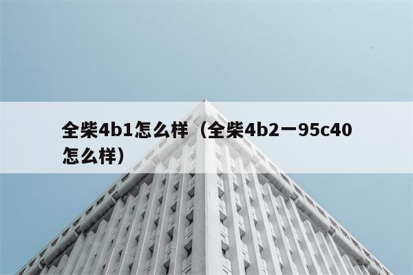 全柴4b1怎么样（全柴4b2一95c40怎么样） 