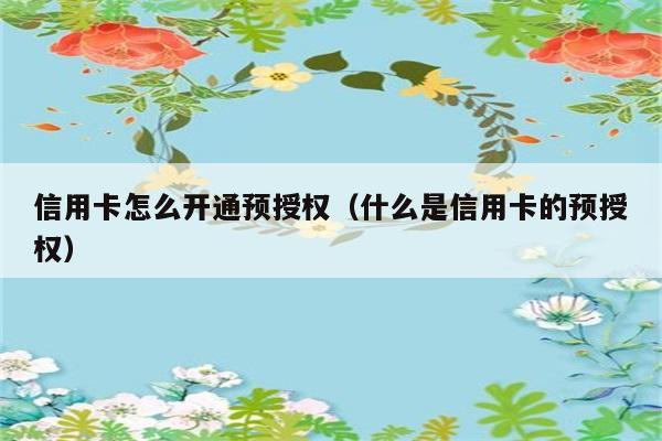 信用卡怎么开通预授权（什么是信用卡的预授权） 