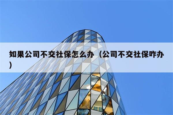 如果公司不交社保怎么办（公司不交社保咋办） 