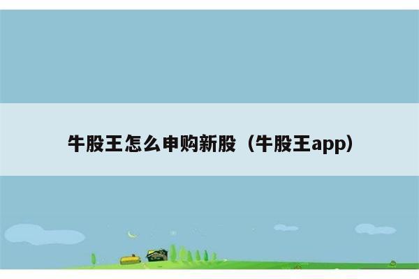 牛股王怎么申购新股（牛股王app） 