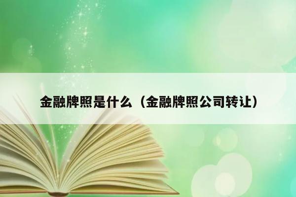 金融牌照是什么（金融牌照公司转让） 