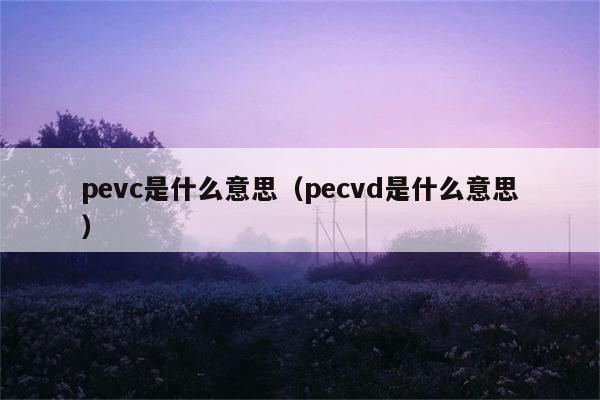 pevc是什么意思（pecvd是什么意思） 