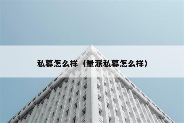 私募怎么样（量派私募怎么样） 