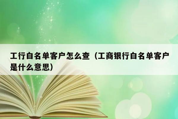 工行白名单客户怎么查（工商银行白名单客户是什么意思） 