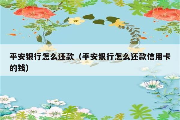 平安银行怎么还款（平安银行怎么还款信用卡的钱） 